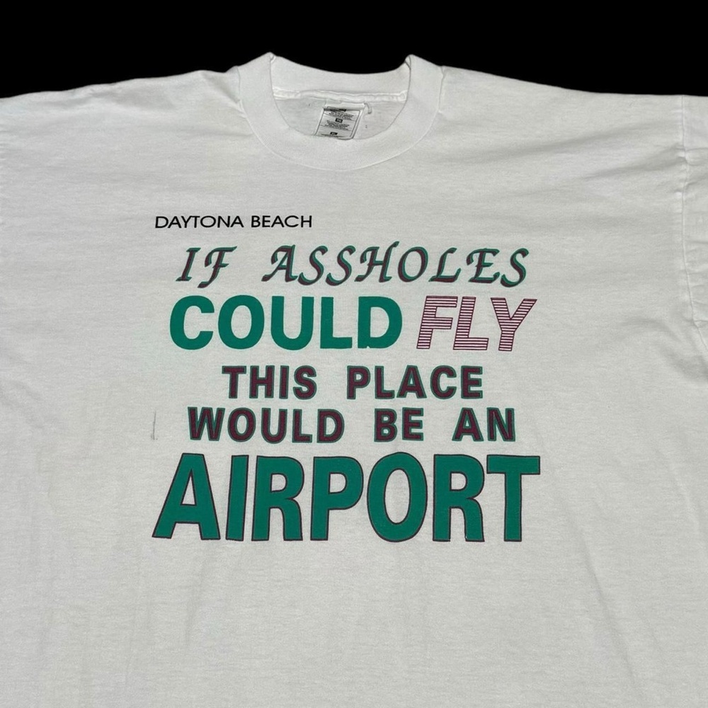 Vintage Fruit of the‎ Loom Airport Comedy Shirt Adult XL - Picture 2 of 5